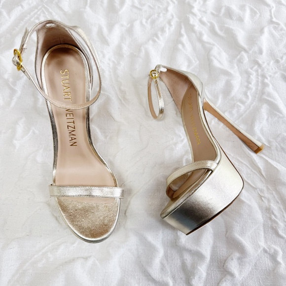 Stuart Weitzman Nudistcurve Hollywood Ankle-Strap Platform Sandals Size 8.5 - Picture 4 of 9